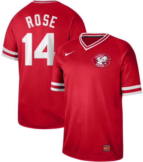 Personalized Reds #14 Pete Rose Red Authentic Cooperstown Collection Stitched Baseball Jersey