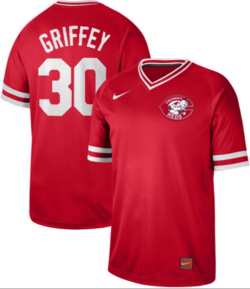 Personalized Reds #30 Ken Griffey Red Authentic Cooperstown Collection Stitched Baseball Jersey