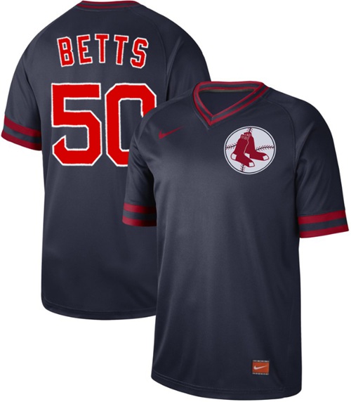 Personalized Red Sox #50 Mookie Betts Navy Authentic Cooperstown Collection Stitched Baseball Jersey