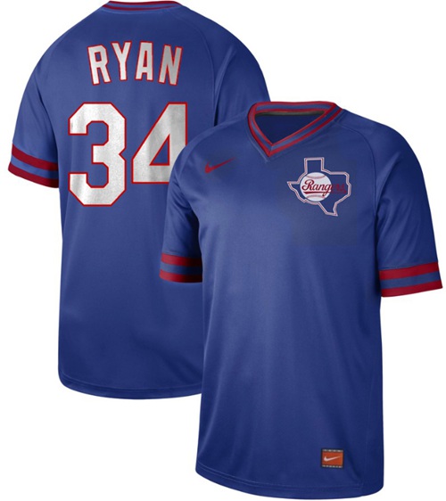 Personalized Rangers #34 Nolan Ryan Royal Authentic Cooperstown Collection Stitched Baseball Jersey