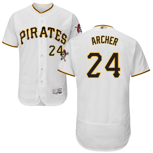 Personalized Pirates #24 Chris Archer White Flexbase Authentic Collection Stitched Baseball Jersey
