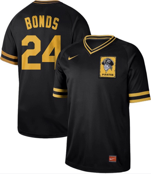 Personalized Pirates #24 Barry Bonds Black Authentic Cooperstown Collection Stitched Baseball Jersey
