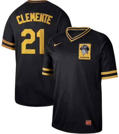 Personalized Pirates #21 Roberto Clemente Black Authentic Cooperstown Collection Stitched Baseball Jersey