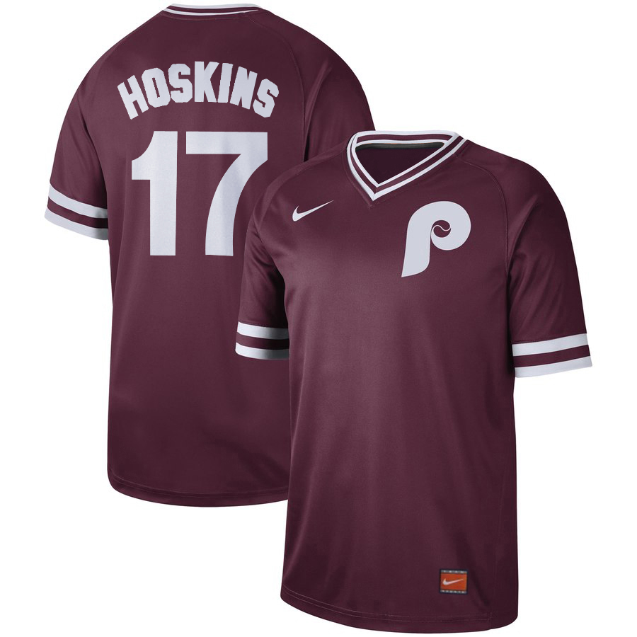 Personalized Phillies 17 Rhys Hoskins Red Throwback Jersey