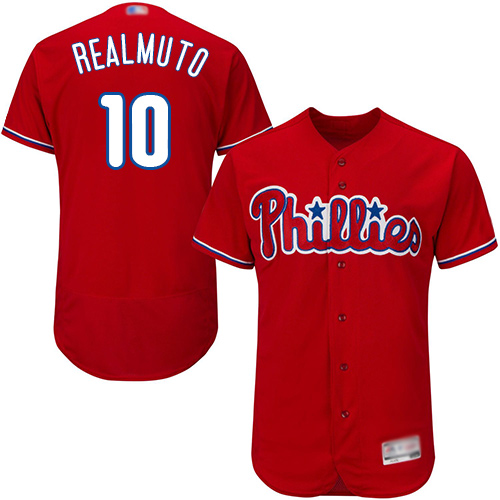 Personalized Phillies #10 J. T. Realmuto Red Flexbase Authentic Collection Stitched Baseball Jersey