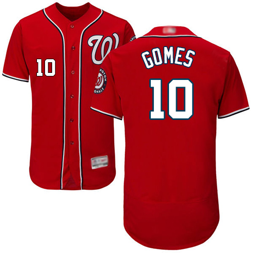 Personalized Nationals #10 Yan Gomes Red Flexbase Authentic Collection Stitched Baseball Jersey