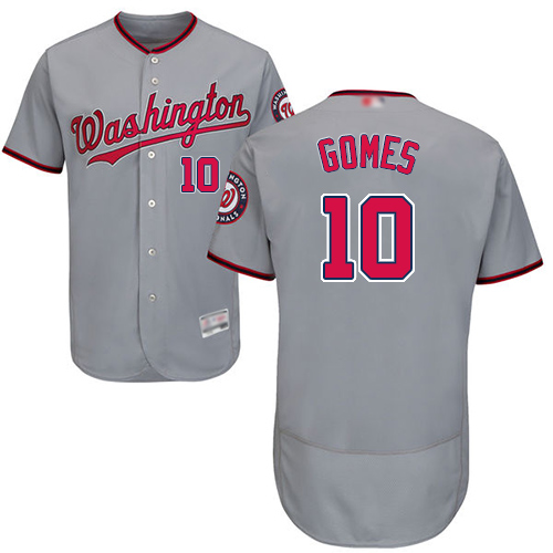 Personalized Nationals #10 Yan Gomes Grey Flexbase Authentic Collection Stitched Baseball Jersey