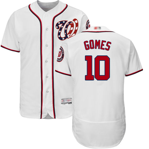 Personalized Nationals #10 Yan Gomes White Flexbase Authentic Collection Stitched Baseball Jersey