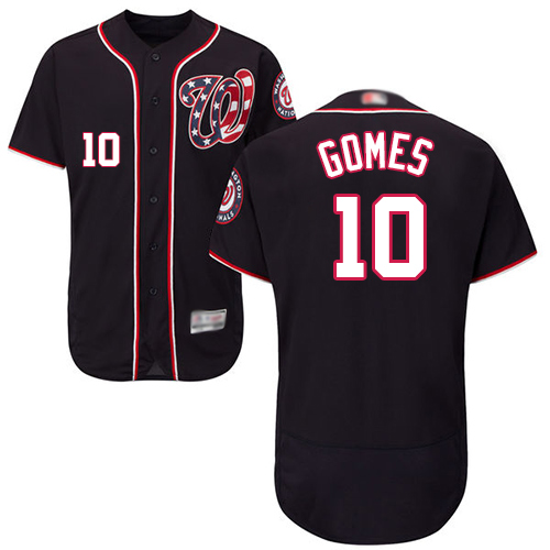 Personalized Nationals #10 Yan Gomes Navy Blue Flexbase Authentic Collection Stitched Baseball Jersey