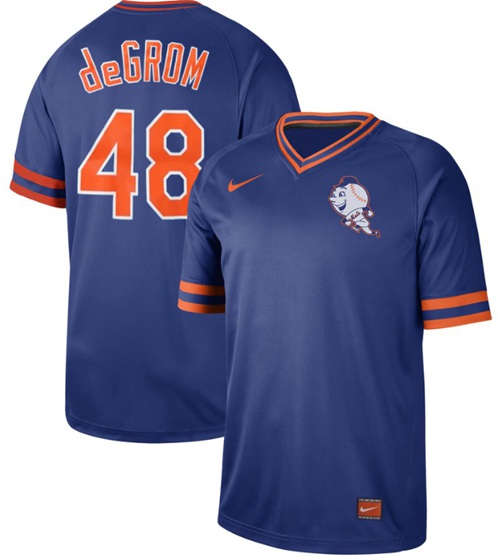 Personalized Mets #48 Jacob DeGrom Royal Authentic Cooperstown Collection Stitched Baseball Jersey