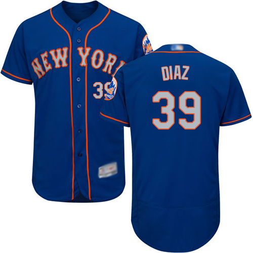 Personalized Mets #39 Edwin Diaz Blue(Grey NO.) Flexbase Authentic Collection Stitched Baseball Jersey