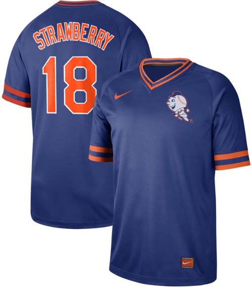 Personalized Mets #18 Darryl Strawberry Royal Authentic Cooperstown Collection Stitched Baseball Jersey
