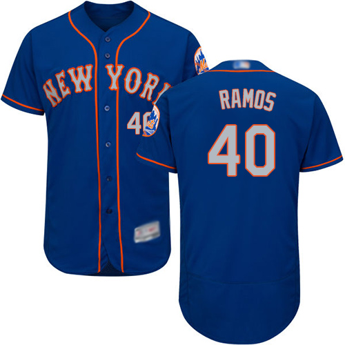 Personalized Mets #40 Wilson Ramos Blue(Grey NO.) Flexbase Authentic Collection Stitched Baseball Jersey