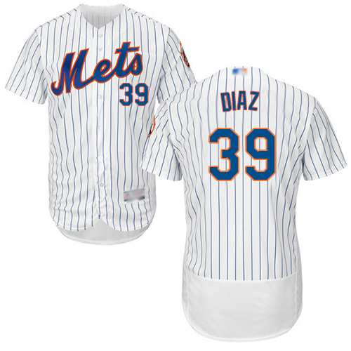 Personalized Mets #39 Edwin Diaz White(Blue Strip) Flexbase Authentic Collection Stitched Baseball Jersey