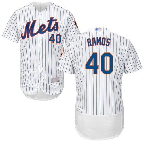 Personalized Mets #40 Wilson Ramos White(Blue Strip) Flexbase Authentic Collection Stitched Baseball Jersey