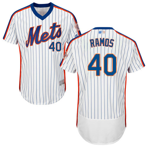 Personalized Mets #40 Wilson Ramos White(Blue Strip) Flexbase Authentic Collection Alternate Stitched Baseball Jersey