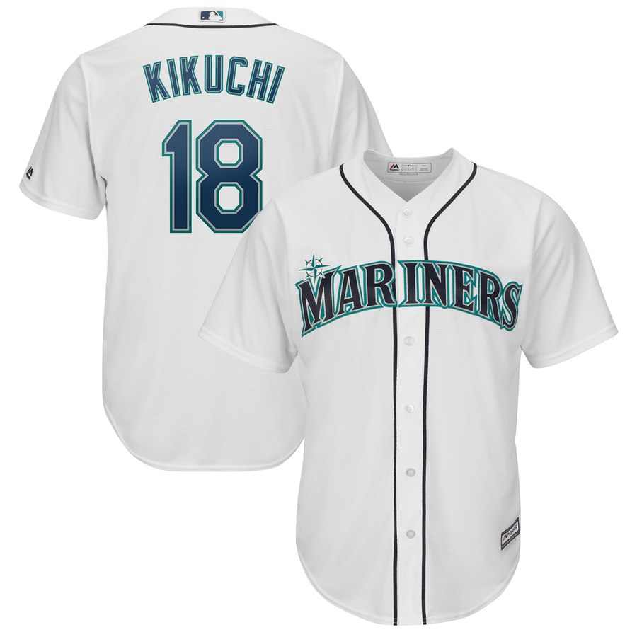 Personalized Mariners 18 Yusei Kikuchi White Cool Base Jersey