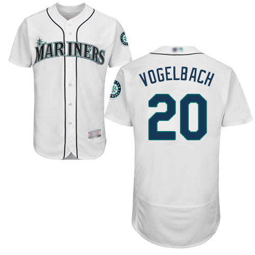 Personalized Mariners #20 Dan Vogelbach White Flexbase Authentic Collection Stitched Baseball Jersey