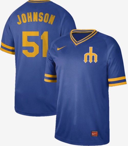Personalized Mariners #51 Randy Johnson Royal Authentic Cooperstown Collection Stitched Baseball Jersey