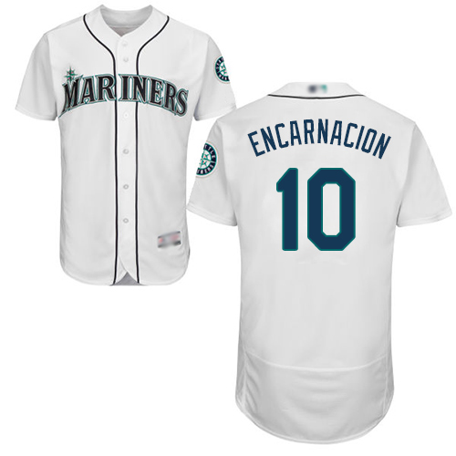 Personalized Mariners #10 Edwin Encarnacion White Flexbase Authentic Collection Stitched Baseball Jersey