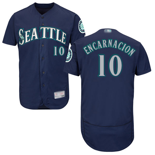 Personalized Mariners #10 Edwin Encarnacion Navy Blue Flexbase Authentic Collection Stitched Baseball Jersey