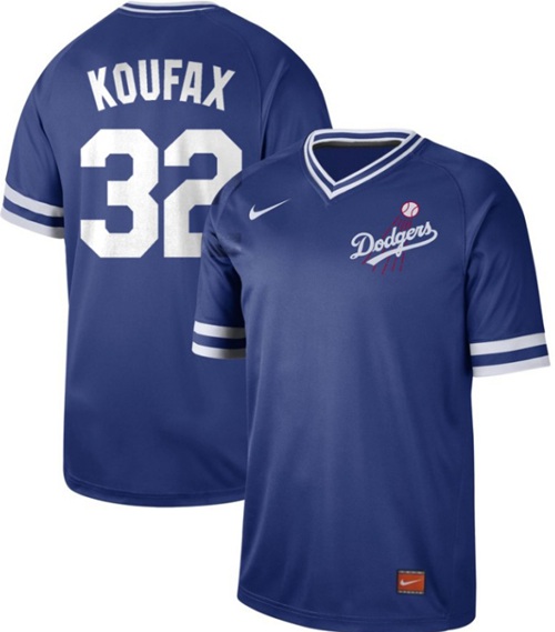 Personalized Dodgers #32 Sandy Koufax Royal Authentic Cooperstown Collection Stitched Baseball Jersey