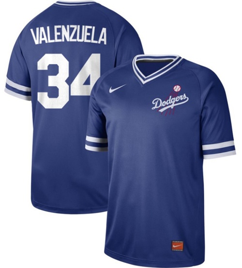 Personalized Dodgers #34 Fernando Valenzuela Royal Authentic Cooperstown Collection Stitched Baseball Jersey