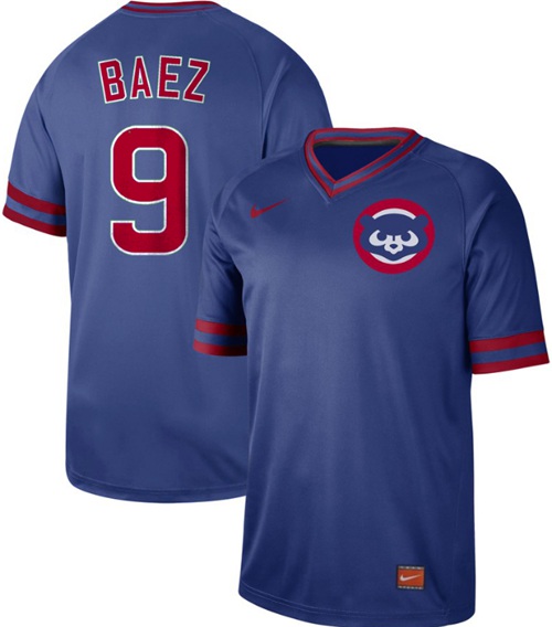 Personalized Cubs #9 Javier Baez Royal Authentic Cooperstown Collection Stitched Baseball Jersey