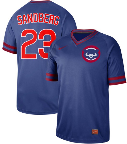 Personalized Cubs #23 Ryne Sandberg Royal Authentic Cooperstown Collection Stitched Baseball Jersey