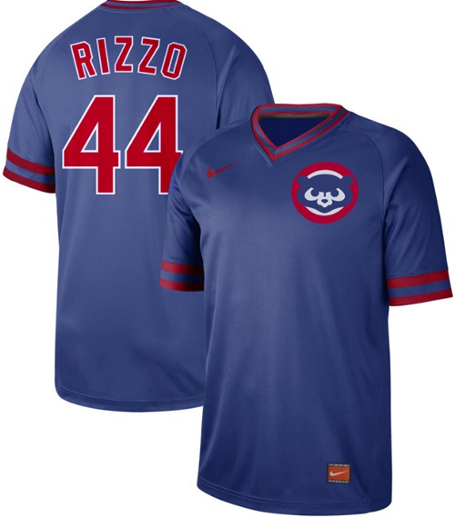 Personalized Cubs #44 Anthony Rizzo Royal Authentic Cooperstown Collection Stitched Baseball Jersey