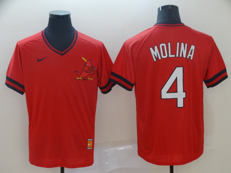 Personalized Cardinals 4 Yadier Molina Red Throwback Jersey