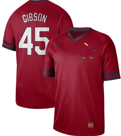 Personalized Cardinals #45 Bob Gibson Red Authentic Cooperstown Collection Stitched Baseball Jersey
