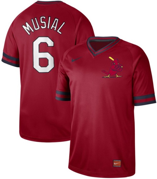 Personalized Cardinals #6 Stan Musial Red Authentic Cooperstown Collection Stitched Baseball Jersey