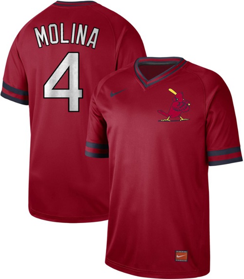 Personalized Cardinals #4 Yadier Molina Red Authentic Cooperstown Collection Stitched Baseball Jersey