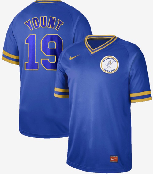 Personalized Brewers #19 Robin Yount Royal Authentic Cooperstown Collection Stitched Baseball Jersey