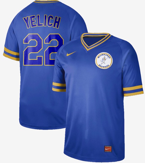 Personalized Brewers #22 Christian Yelich Royal Authentic Cooperstown Collection Stitched Baseball Jersey