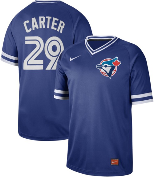 Personalized Blue Jays #29 Joe Carter Royal Authentic Cooperstown Collection Stitched Baseball Jersey