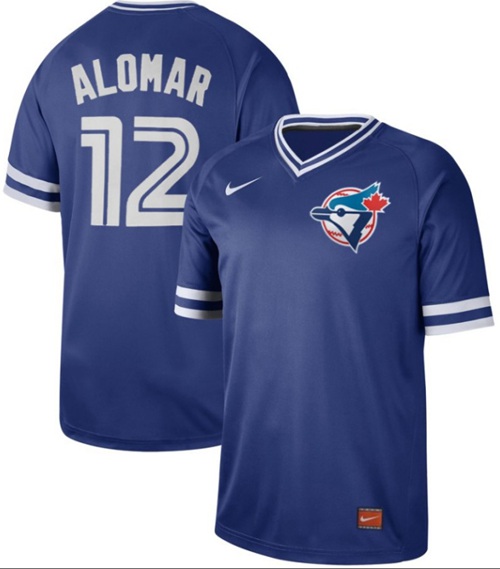 Personalized Blue Jays #12 Roberto Alomar Royal Authentic Cooperstown Collection Stitched Baseball Jersey