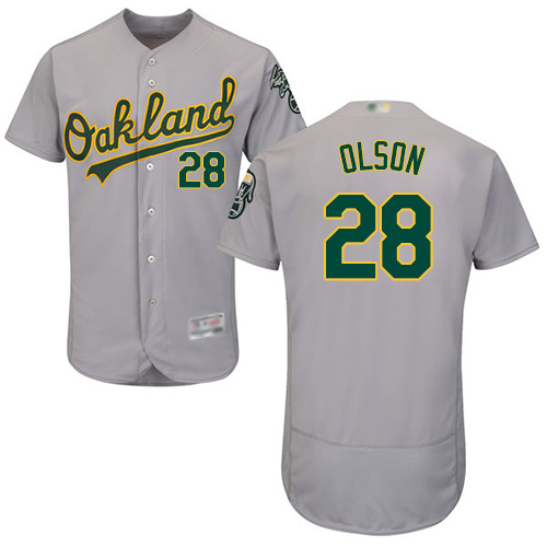 Personalized Athletics #28 Matt Olson Grey Flexbase Authentic Collection Stitched Baseball Jersey