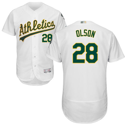 Personalized Athletics #28 Matt Olson White Flexbase Authentic Collection Stitched Baseball Jersey