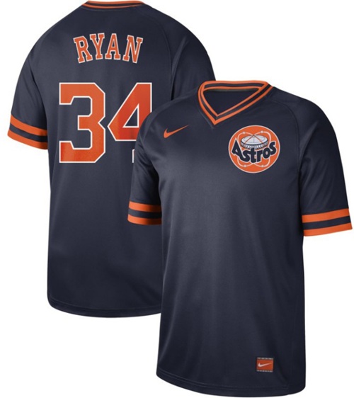 Personalized Astros #34 Nolan Ryan Navy Authentic Cooperstown Collection Stitched Baseball Jersey