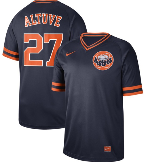 Personalized Astros #27 Jose Altuve Navy Authentic Cooperstown Collection Stitched Baseball Jersey