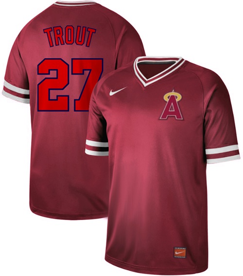 Personalized Angels of Anaheim #27 Mike Trout Red Authentic Cooperstown Collection Stitched Baseball Jersey