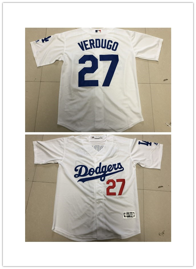 Personalized Dodgers #27 Alex Verdugo White Cool Base Jersey
