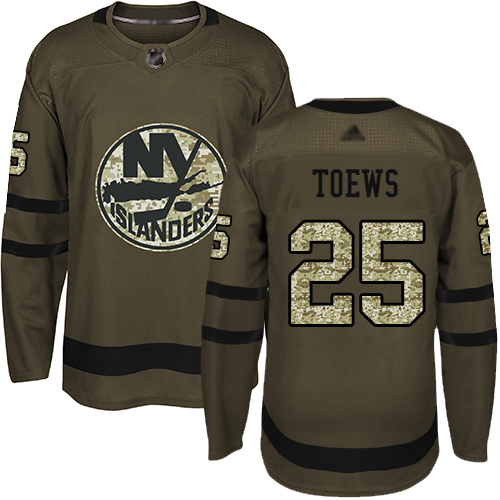 Personalized Islanders #25 Devon Toews Green Salute to Service Stitched Hockey Jersey