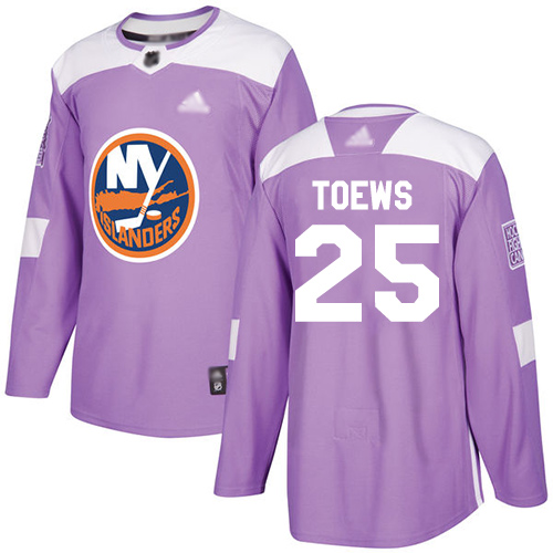 Personalized Islanders #25 Devon Toews Purple Authentic Fights Cancer Stitched Hockey Jersey