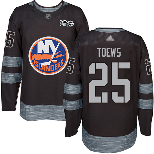 Personalized Islanders #25 Devon Toews Black 1917-2017 100th Anniversary Stitched Hockey Jersey