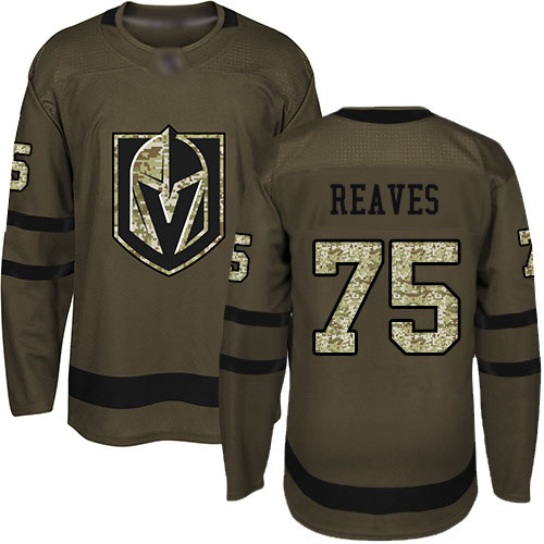 Personalized Golden Knights #75 Ryan Reaves Green Salute to Service Stitched Hockey Jersey