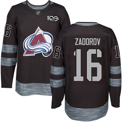 Personalized Avalanche #16 Nikita Zadorov Black 1917-2017 100th Anniversary Stitched Hockey Jersey