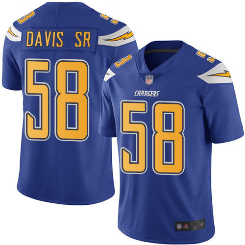 Personalized Chargers #58 Thomas Davis Sr Electric Blue Men’s Stitched Football Limited Rush Jersey